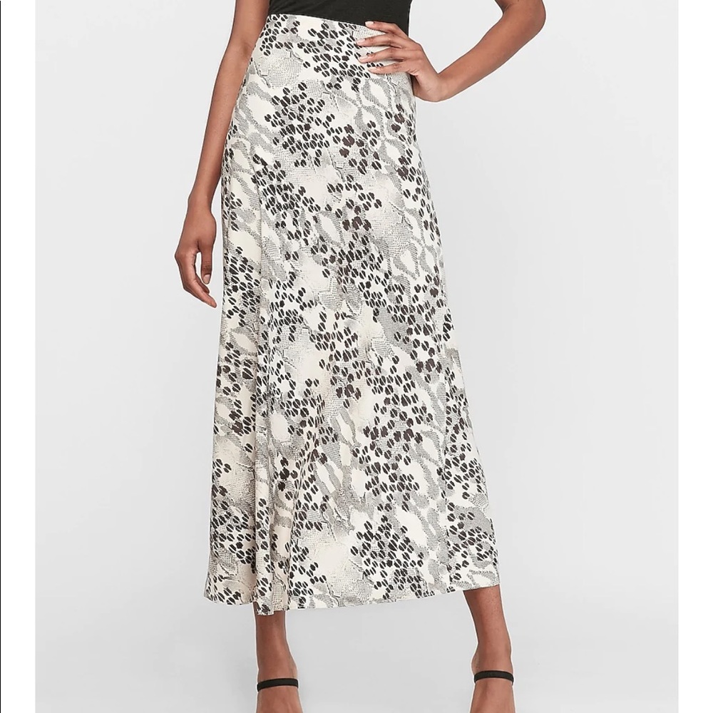 Express High Waisted Animal Print Maxi Slip Skirt